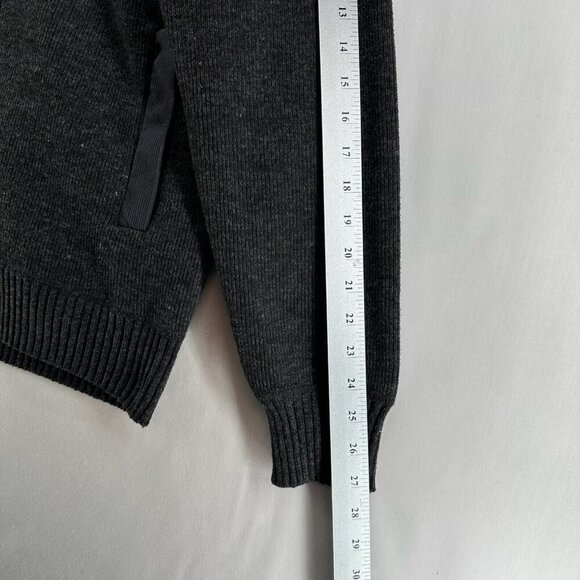 Izod Sweater Men Sz L Full Zip Fleece Plaid Lined Mock Neck Long Sleeve Charcoal - Picture 11 of 12